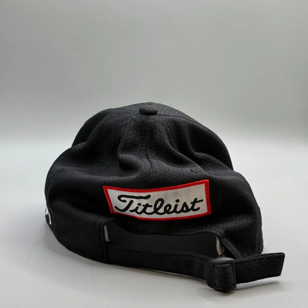 Titleist Golf Hat Mens Black Adjustable Strapback Pro V1 FJ Performance Cap